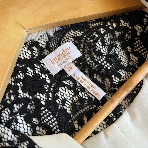 Laundry by Shelli Segal  Cream White Black Lace Blazer Jacket Size 16 NWT - Picture 12 of 16